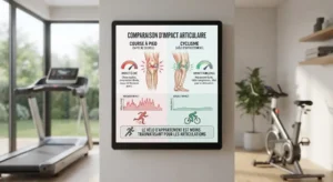 Tableau récapitulatif des avantages et du budget pour choisir un tapis de course ou un vélo d'appartement. 