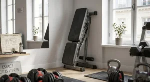 Banc de musculation réglable pliant dans un coin d'entraînement à domicile