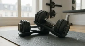 Paire d'haltères ajustables, l'équipement de musculation essentiel à acheter en premier pour le haut et le bas du corps. 
