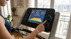 Mécanisme de pliage compact d'un tapis de course pliable idéal pour les petits espaces