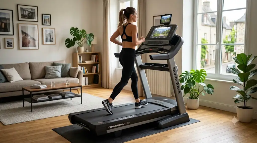 Avis sur le tapis de course NordicTrack avis Commercial 1750 en test dans un salon en France