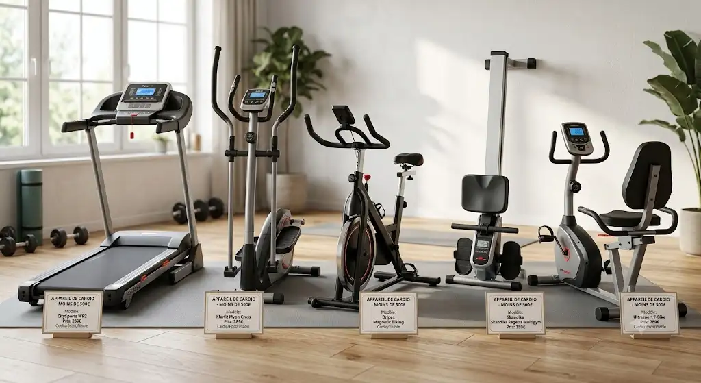 Comparatif visuel des meilleurs appareils de cardio training à moins de 500 euros pour la maison. (meilleur appareil cardio moins de 500 euros)