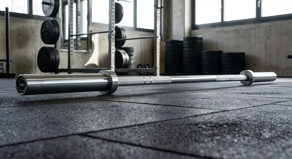 Barre olympique 20kg en acier chromé de 220 cm avec manchons rotatifs pour disques 50 mm